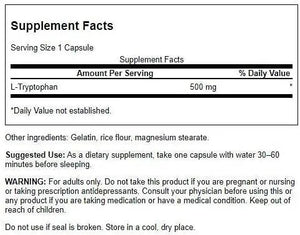 SWANSON - Swanson L-Tryptophan 500Mg. 60 Capsulas - The Red Vitamin MX - Suplementos Alimenticios - {{ shop.shopifyCountryName }}