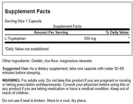 SWANSON - Swanson L-Tryptophan 500Mg. 60 Capsulas - The Red Vitamin MX - Suplementos Alimenticios - {{ shop.shopifyCountryName }}