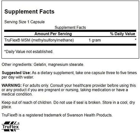 SWANSON - Swanson MSM 1000Mg. 240 Capsulas 2 Pack - The Red Vitamin MX - Suplementos Alimenticios - {{ shop.shopifyCountryName }}