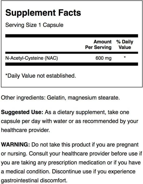 SWANSON - Swanson NAC N-Acetyl Cysteine 600Mg. 100 Capsulas - The Red Vitamin MX - Suplementos Alimenticios - {{ shop.shopifyCountryName }}