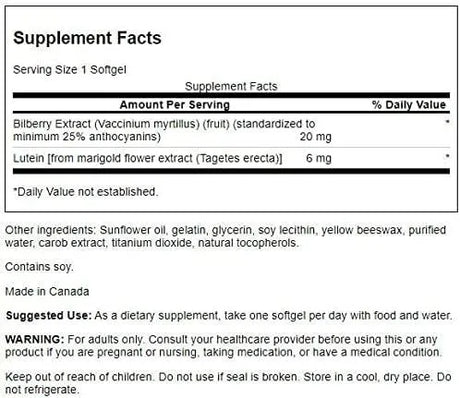 SWANSON - Swanson Standardized Lutein & Bilberry 120 Capsulas Blandas - The Red Vitamin MX - Suplementos Alimenticios - {{ shop.shopifyCountryName }}