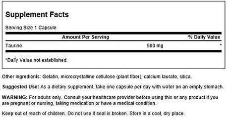 SWANSON - Swanson Taurine 500Mg. 100 Capsulas 3 Pack - The Red Vitamin MX - Suplementos Alimenticios - {{ shop.shopifyCountryName }}