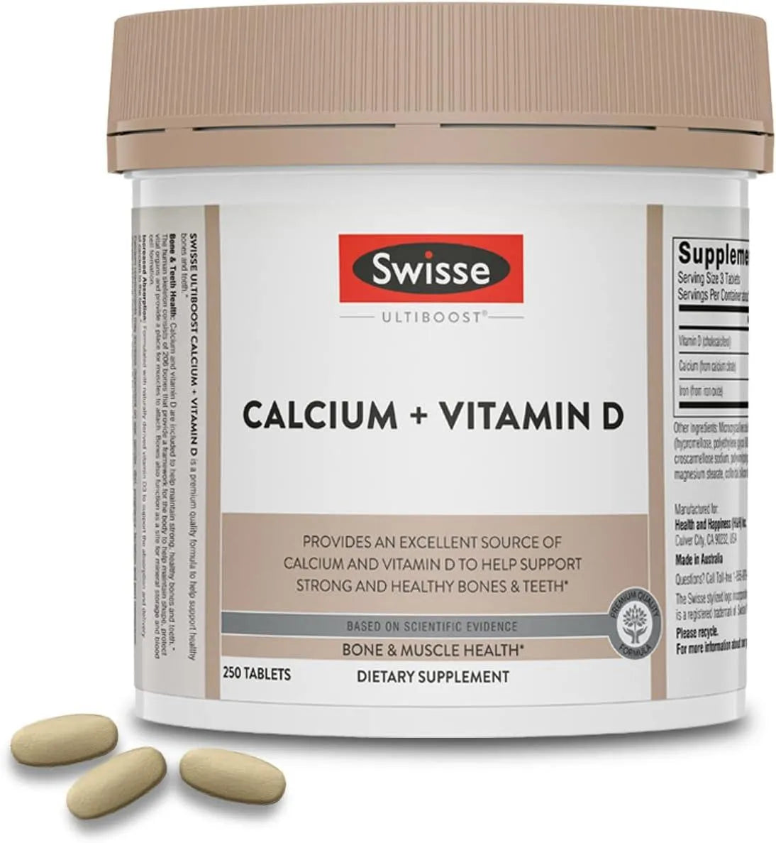 SWISSE - Swisse Calcium with Vitamin D 250 Tabletas - The Red Vitamin MX - Suplementos Alimenticios - {{ shop.shopifyCountryName }}