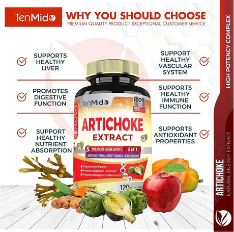 TENMIDO - Tenmido Artichoke Extract 6500Mg. 120 Capsulas - The Red Vitamin MX - Suplementos Alimenticios - {{ shop.shopifyCountryName }}