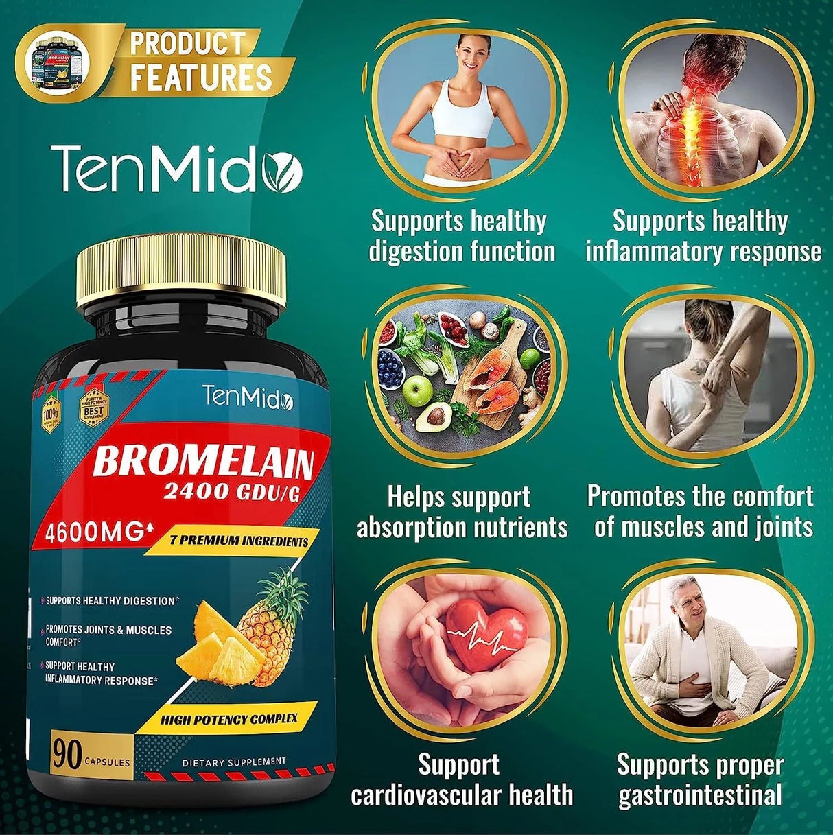 TENMIDO - Tenmido Bromelain Extract 4600Mg. 90 Capsulas - The Red Vitamin MX - Suplementos Alimenticios - {{ shop.shopifyCountryName }}