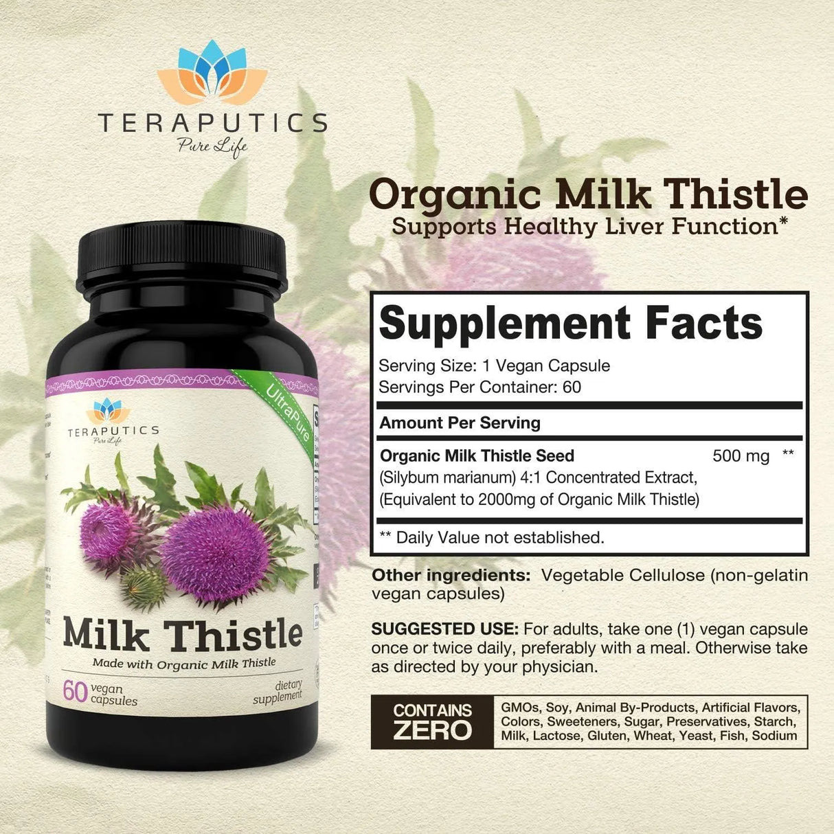 TERAPUTICS - Teraputics Organic Milk Thistle 2000Mg. 60 Capsulas - The Red Vitamin MX - Suplementos Alimenticios - {{ shop.shopifyCountryName }}