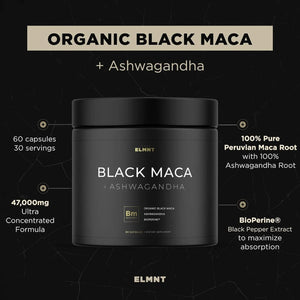 TERRA ELMNT - ELMNT Strength Organic Black Maca Root with Ashwagandha 60 Capsulas - The Red Vitamin MX - Suplementos Alimenticios - {{ shop.shopifyCountryName }}