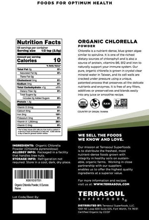 TERRASOUL SUPERFOODS - Terrasoul Superfoods Organic Chlorella Powder 340Gr. - The Red Vitamin MX - Suplementos Alimenticios - {{ shop.shopifyCountryName }}