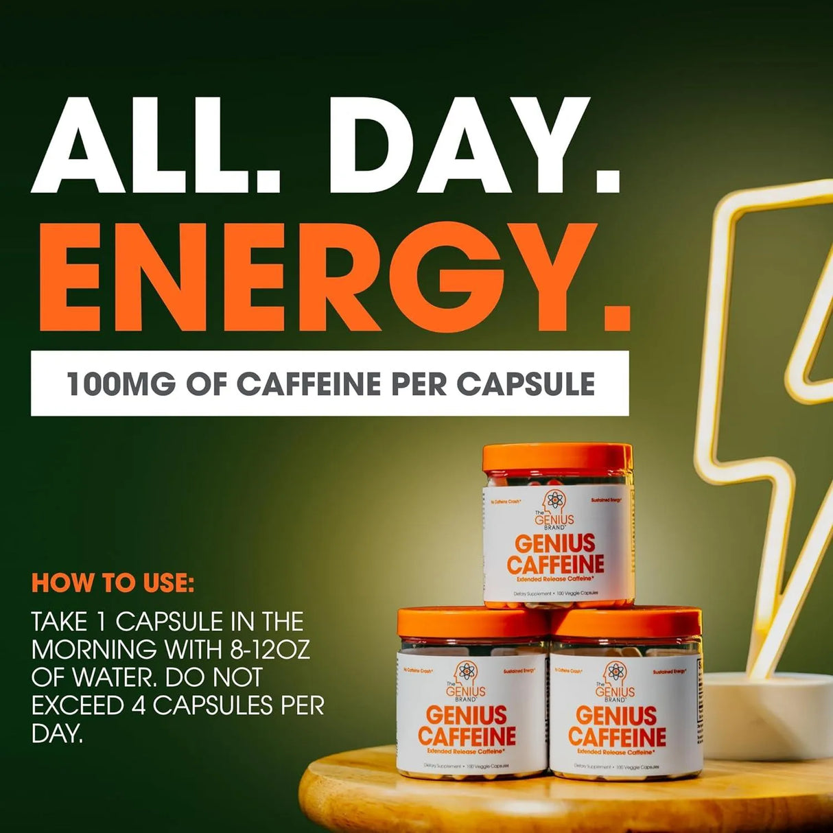 THE GENIUS BRAND - Genius Caffeine Pills 100Mg. 100 Capsulas - The Red Vitamin MX - Suplementos Alimenticios - {{ shop.shopifyCountryName }}