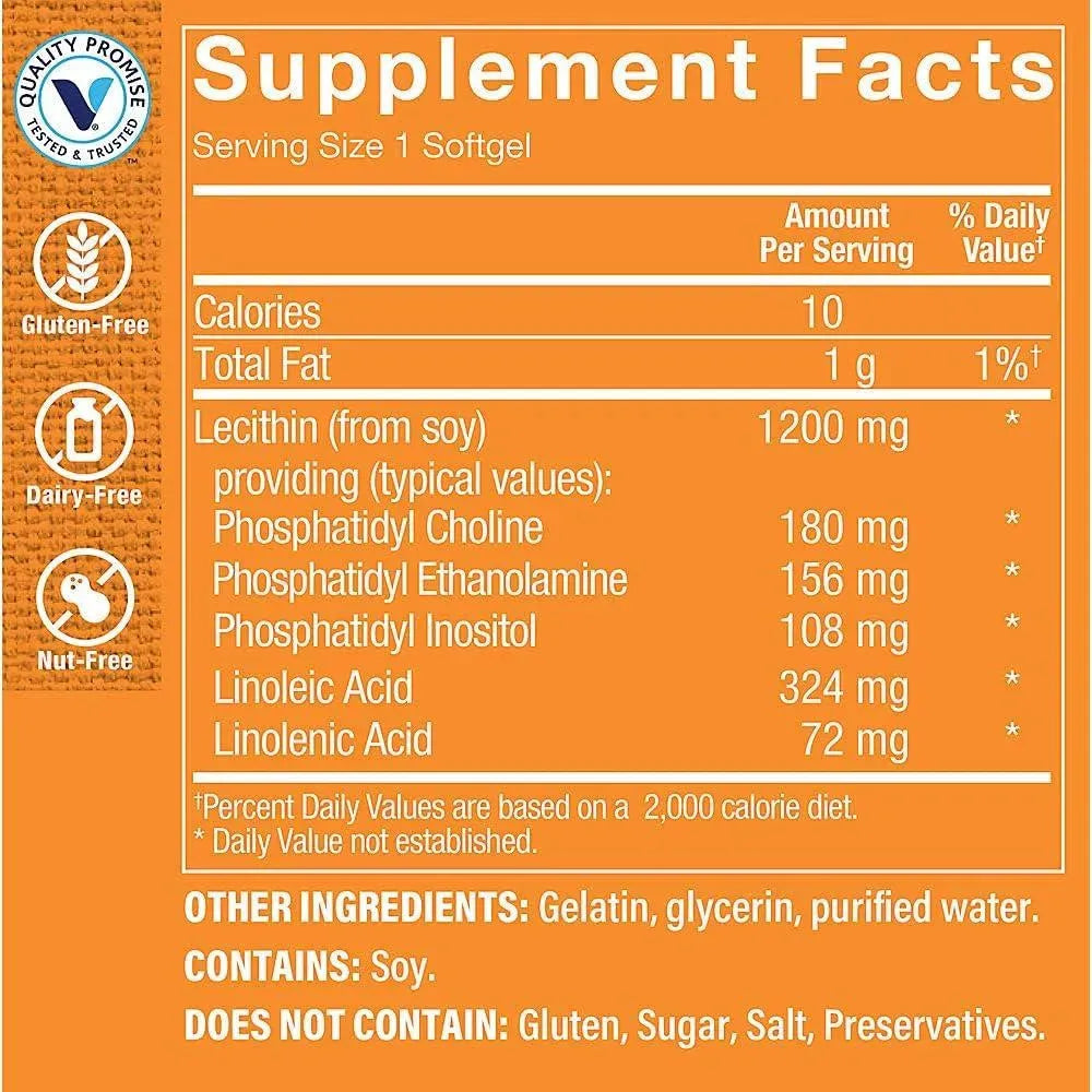 THE VITAMIN SHOPPE - The Vitamin Shoppe Lecithin 1200Mg. 180 Capsulas Blandas - The Red Vitamin MX - Suplementos Alimenticios - {{ shop.shopifyCountryName }}