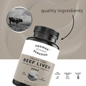 THOMAS ALL NATURAL REMEDIES - Thomas' all-natural Remedies Grass-fed Desiccated Beef Liver 180 Capsulas - The Red Vitamin MX - Suplementos Alimenticios - {{ shop.shopifyCountryName }}