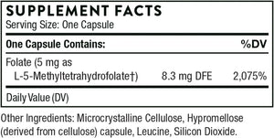 THORNE RESEARCH - THORNE 5-MTHF 5Mg. Methylfolate 60 Capsulas - The Red Vitamin MX - Suplementos Alimenticios - {{ shop.shopifyCountryName }}