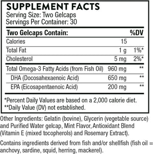 THORNE RESEARCH - Thorne Advanced DHA 650Mg. DHA and 200Mg. of EPA 60 Capsulas Blandas - The Red Vitamin MX - Suplementos Alimenticios - {{ shop.shopifyCountryName }}