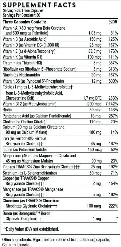 THORNE RESEARCH - Thorne Basic Prenatal 90 Capsulas - The Red Vitamin MX - Suplementos Alimenticios - {{ shop.shopifyCountryName }}