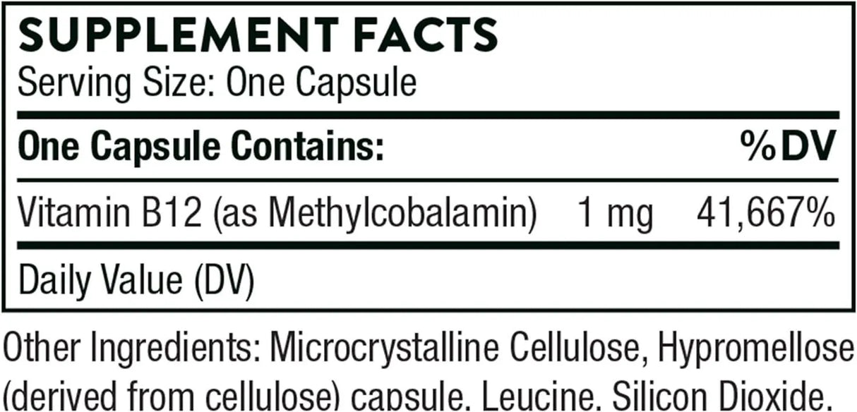 THORNE RESEARCH - Thorne Vitamin B12 as Methylcobalamin 60 Capsulas - The Red Vitamin MX - Suplementos Alimenticios - {{ shop.shopifyCountryName }}