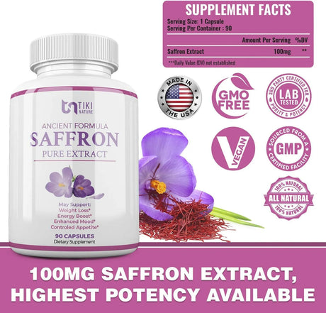 TIKI NATURE - TIKI NATURE Saffron Extract Supplement 100Mg. 90 Capsulas - The Red Vitamin MX - Suplementos Alimenticios - {{ shop.shopifyCountryName }}