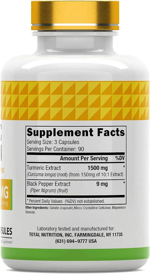 TNTVITAMINS - tnvitamins Turmeric Curcumin with Black Pepper 1500Mg. 270 Capsulas - The Red Vitamin MX - Suplementos Alimenticios - {{ shop.shopifyCountryName }}