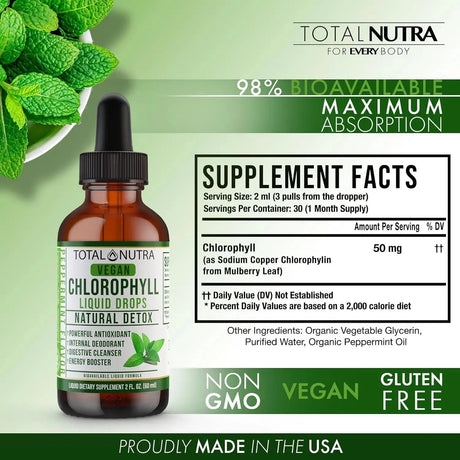 TOTAL NUTRA - Total Nutra Liquid Chlorophyll Drops 50Mg. 60Ml. 2 Pack - The Red Vitamin MX - Suplementos Alimenticios - {{ shop.shopifyCountryName }}