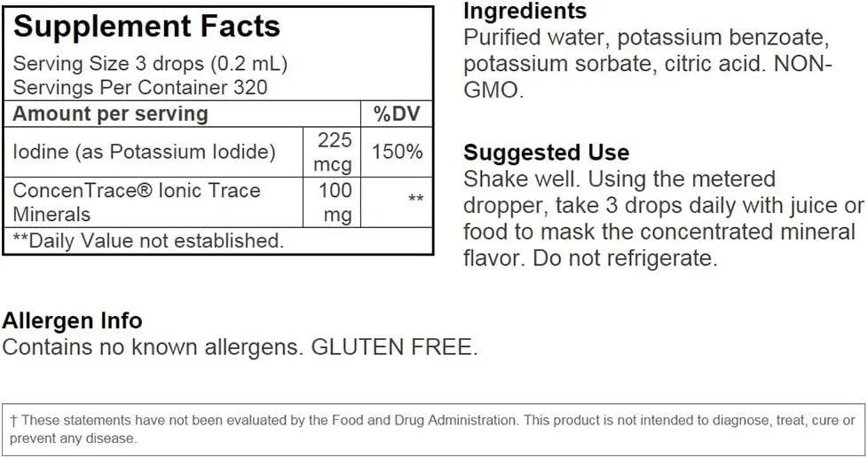 TRACE MINERALS - Trace Minerals Ionic Iodine from Potassium Iodide 225Mcg. 59Ml. - The Red Vitamin MX - Suplementos Alimenticios - {{ shop.shopifyCountryName }}