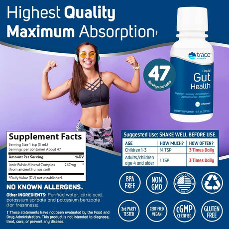 TRACE MINERALS - Trace Minerals Liquid Gut Health 237Ml. - The Red Vitamin MX - Suplementos Alimenticios - {{ shop.shopifyCountryName }}