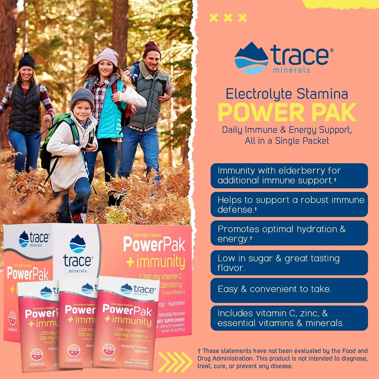 TRACE MINERALS - Trace Minerals Power Pak Electrolyte + Immunity Boost Drink Packets 30 Paquetes - The Red Vitamin MX - Suplementos Alimenticios - {{ shop.shopifyCountryName }}