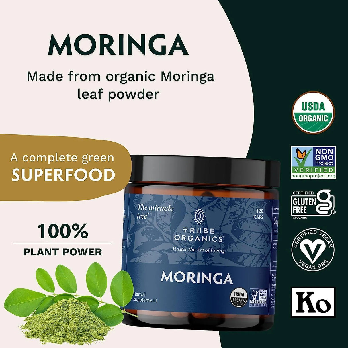 TRIBE ORGANICS - TRIBE ORGANICS Organic Moringa Oleifera Powder 1800Mg. 120 Capsulas - The Red Vitamin MX - Suplementos Alimenticios - {{ shop.shopifyCountryName }}