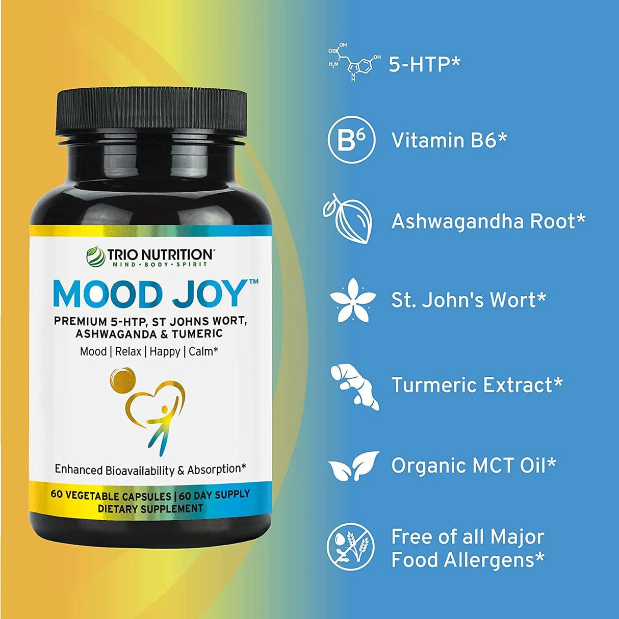 TRIO NUTRITION - Trio Nutrition Mood Joy Premium 5-HTP 60 Capsulas - The Red Vitamin MX - Suplementos Alimenticios - {{ shop.shopifyCountryName }}