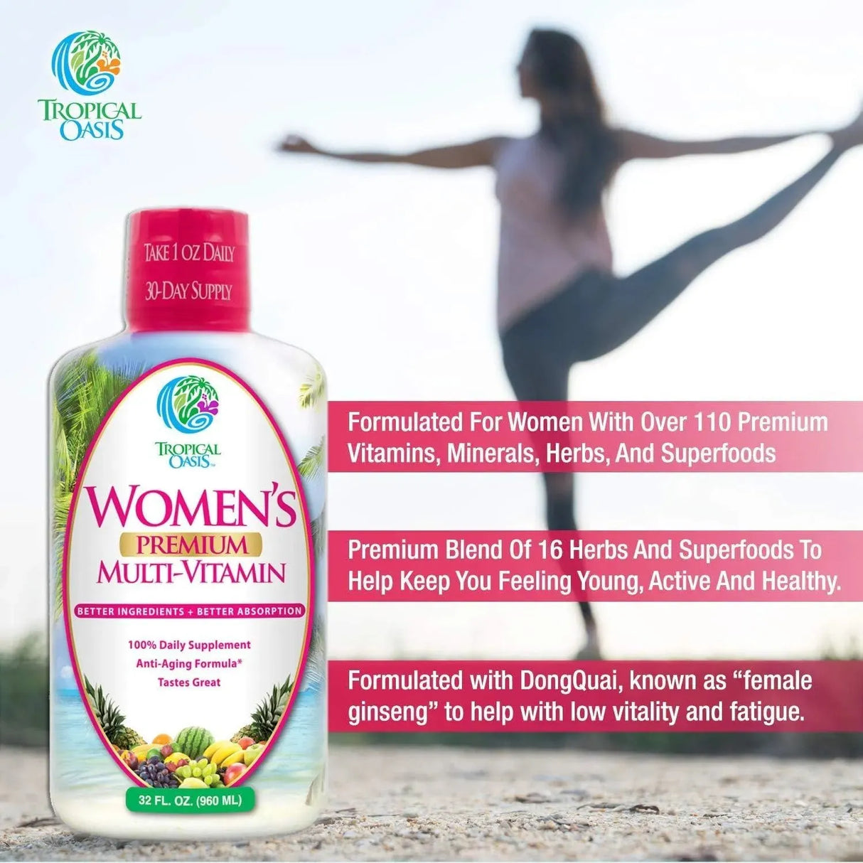 TROPICAL OASIS - Tropical Oasis Premium Liquid Multivitamin for Women 960Ml. - The Red Vitamin MX - Suplementos Alimenticios - {{ shop.shopifyCountryName }}