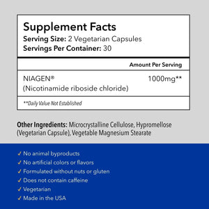 TRU NIAGEN - TRU NIAGEN PRO 1000Mg. Patented Nicotinamide Riboside NAD+ 60 Capsulas - The Red Vitamin MX - Suplementos Alimenticios - {{ shop.shopifyCountryName }}