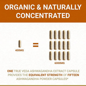 TRUE VEDA - True Veda Organic Ashwagandha 60 Capsulas - The Red Vitamin MX - Suplementos Alimenticios - {{ shop.shopifyCountryName }}