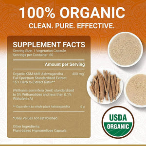 TRUE VEDA - True Veda Organic Ashwagandha 60 Capsulas - The Red Vitamin MX - Suplementos Alimenticios - {{ shop.shopifyCountryName }}