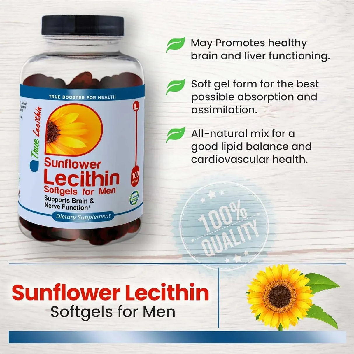 TRUEMED - TrueMed Sunflower Lecithin 100 Capsulas Blandas - The Red Vitamin MX - Suplementos Alimenticios - {{ shop.shopifyCountryName }}