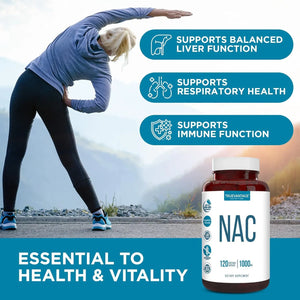 TRUEVANTAGE NUTRITION - Truevantage Nutrition NAC N-Acetyl Cysteine 1000Mg. 120 Capsulas - The Red Vitamin MX - Suplementos Alimenticios - {{ shop.shopifyCountryName }}