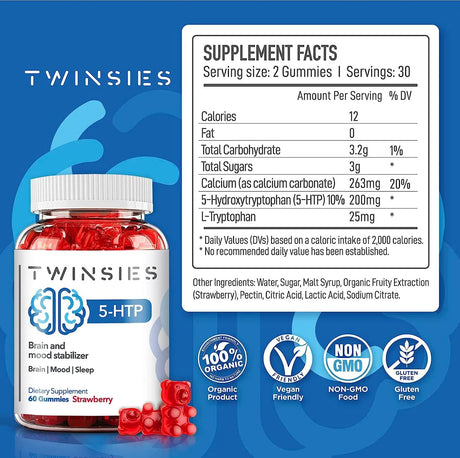 TWINSIES - Twinsies 5-HTP Gummies 200Mg. with L-Tryptophan Supplement 60 Gomitas - The Red Vitamin MX - Suplementos Alimenticios - {{ shop.shopifyCountryName }}