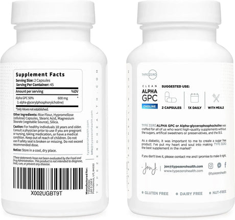 TYPE ZERO - Type Zero Ultra Clean Alpha GPC Choline 600Mg. 90 Capsulas - The Red Vitamin MX - Suplementos Alimenticios - {{ shop.shopifyCountryName }}