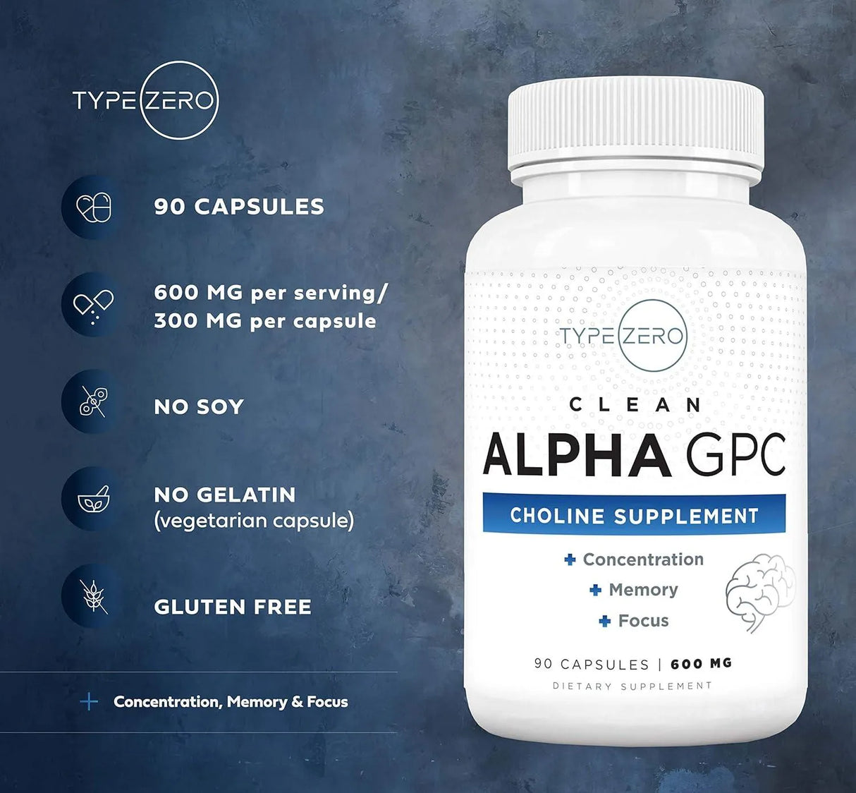 TYPE ZERO - Type Zero Ultra Clean Alpha GPC Choline 600Mg. 90 Capsulas - The Red Vitamin MX - Suplementos Alimenticios - {{ shop.shopifyCountryName }}