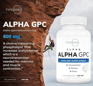 TYPE ZERO - Type Zero Ultra Clean Alpha GPC Choline 600Mg. 90 Capsulas - The Red Vitamin MX - Suplementos Alimenticios - {{ shop.shopifyCountryName }}