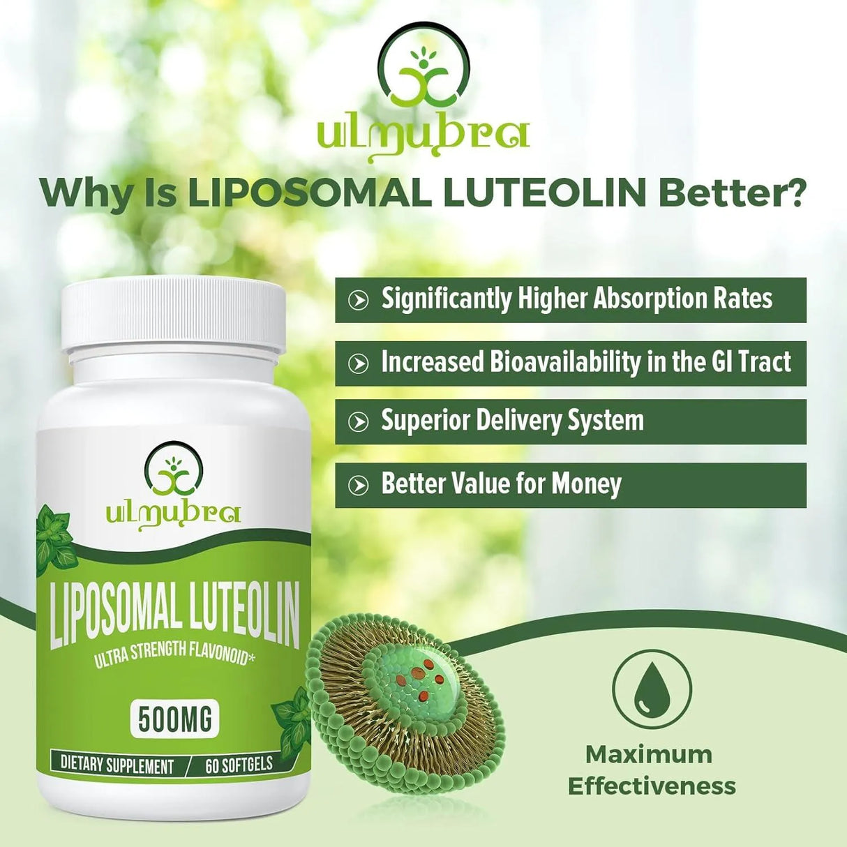 ULMUBRA - Ulmubra Liposomal Luteolin 500Mg. 60 Capsulas Blandas 2 Pack - The Red Vitamin MX - Suplementos Alimenticios - {{ shop.shopifyCountryName }}