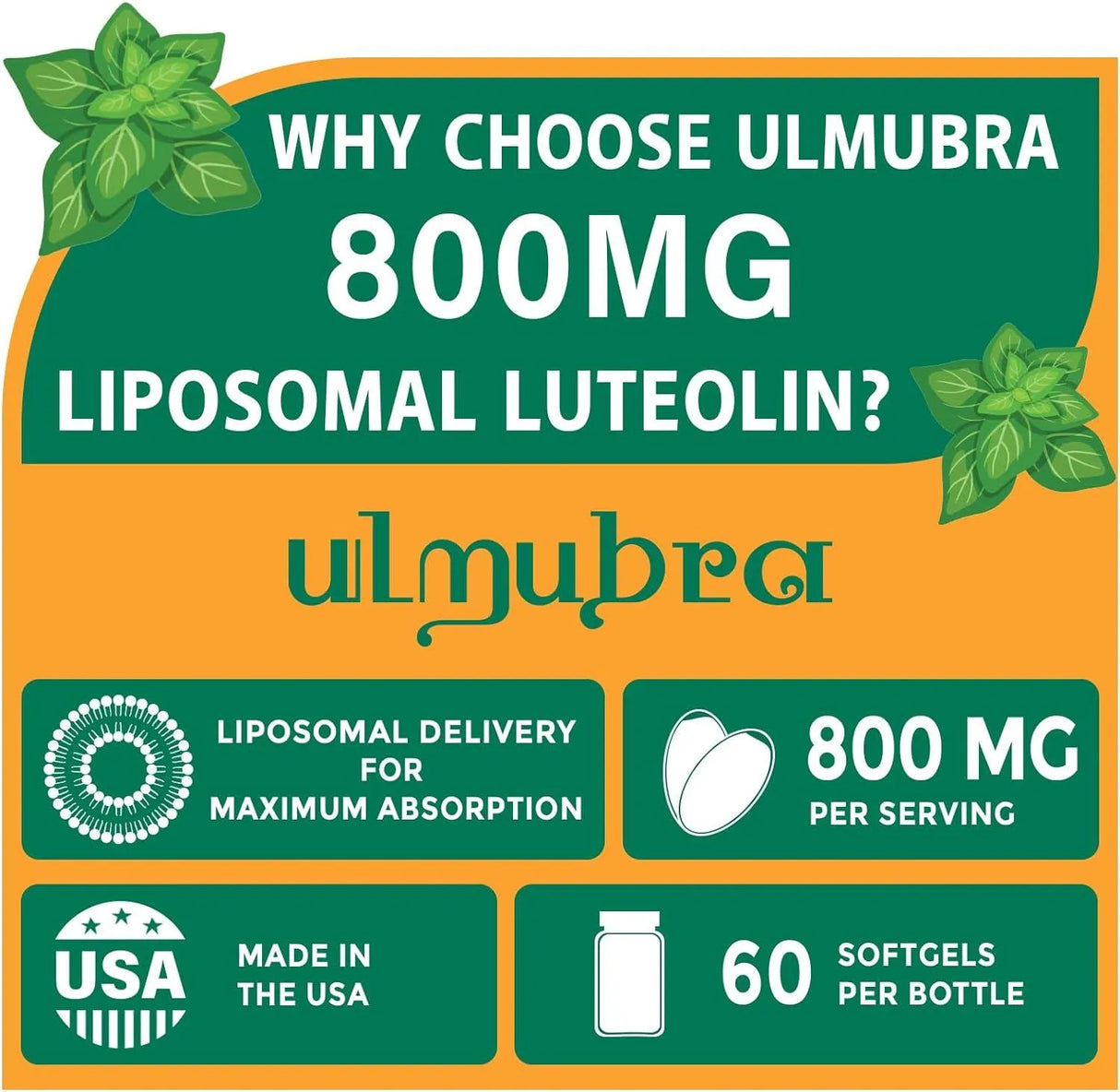 ULMUBRA - Ulmubra Liposomal Luteolin 800Mg. 60 Capsulas Blandas - The Red Vitamin MX - Suplementos Alimenticios - {{ shop.shopifyCountryName }}