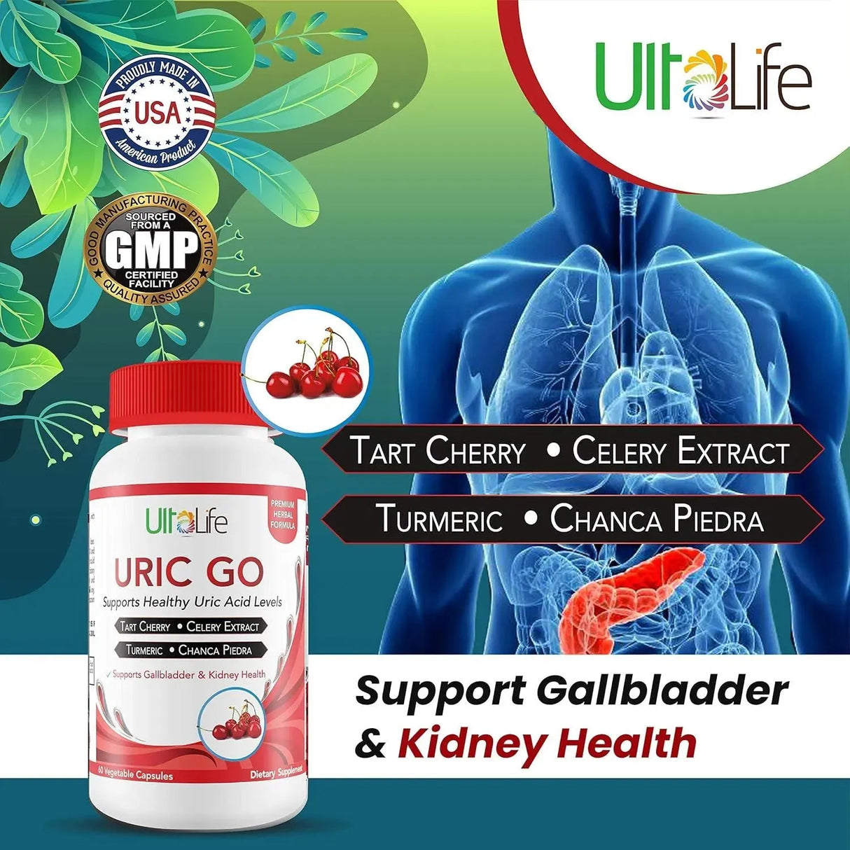 ULTALIFE - ULTALIFE Uric Go Uric Acid Cleanse Kidney Health & Joint Support 60 Capsulas - The Red Vitamin MX - Suplementos Alimenticios - {{ shop.shopifyCountryName }}