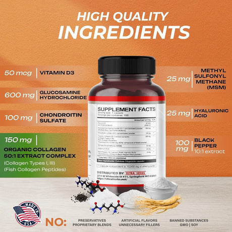 ULTRA HERBS - Ultra Herbs Chondroitin MSM 10,850Mg. 150 Capsulas - The Red Vitamin MX - Suplementos Alimenticios - {{ shop.shopifyCountryName }}