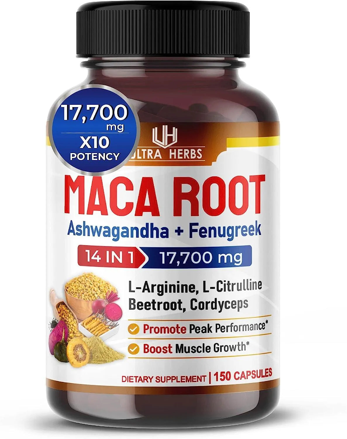 ULTRA HERBS - Ultra Herbs Organic Maca Root with Ginseng, Ashwagandha, Fenugreek 150 Capsulas - The Red Vitamin MX - Suplementos Alimenticios - {{ shop.shopifyCountryName }}