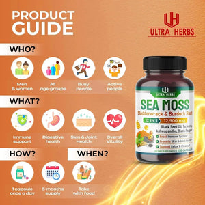 ULTRA HERBS - Ultra Herbs Organic Sea Moss 150 Capsulas - The Red Vitamin MX - Suplementos Alimenticios - {{ shop.shopifyCountryName }}