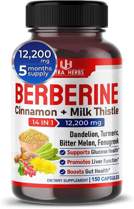 ULTRA HERBS - ULTRA HERBS Premium Berberine 12,200Mg. 150 Capsulas - The Red Vitamin MX - Suplementos Alimenticios - {{ shop.shopifyCountryName }}