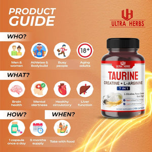 ULTRA HERBS - Ultra Herbs Taurine 16,400Mg. 150 Capsulas - The Red Vitamin MX - Suplementos Alimenticios - {{ shop.shopifyCountryName }}