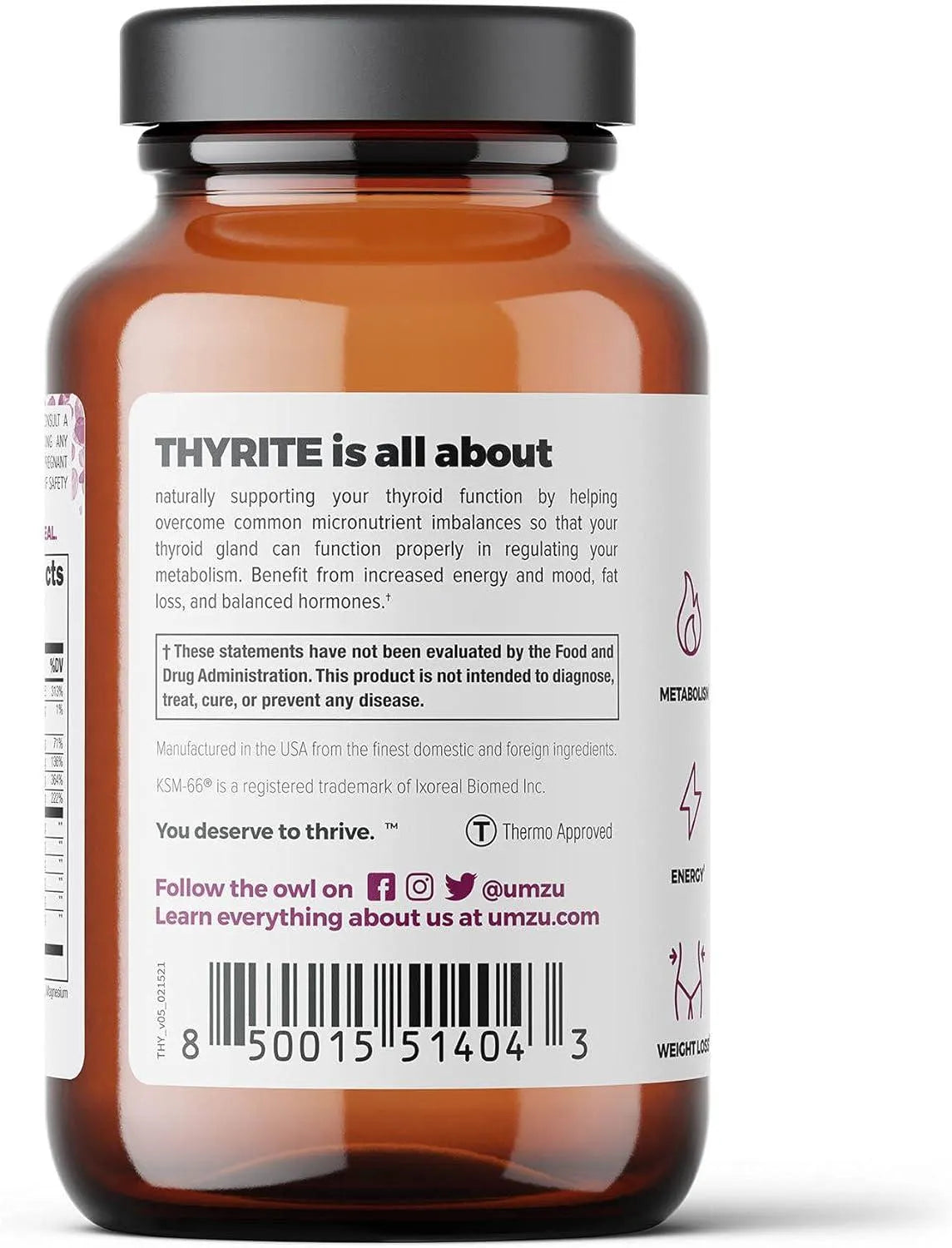 UMZU - UMZU Thyrite Supports Thyroid Health & Energy 120 Capsulas - The Red Vitamin MX - Suplementos Alimenticios - {{ shop.shopifyCountryName }}