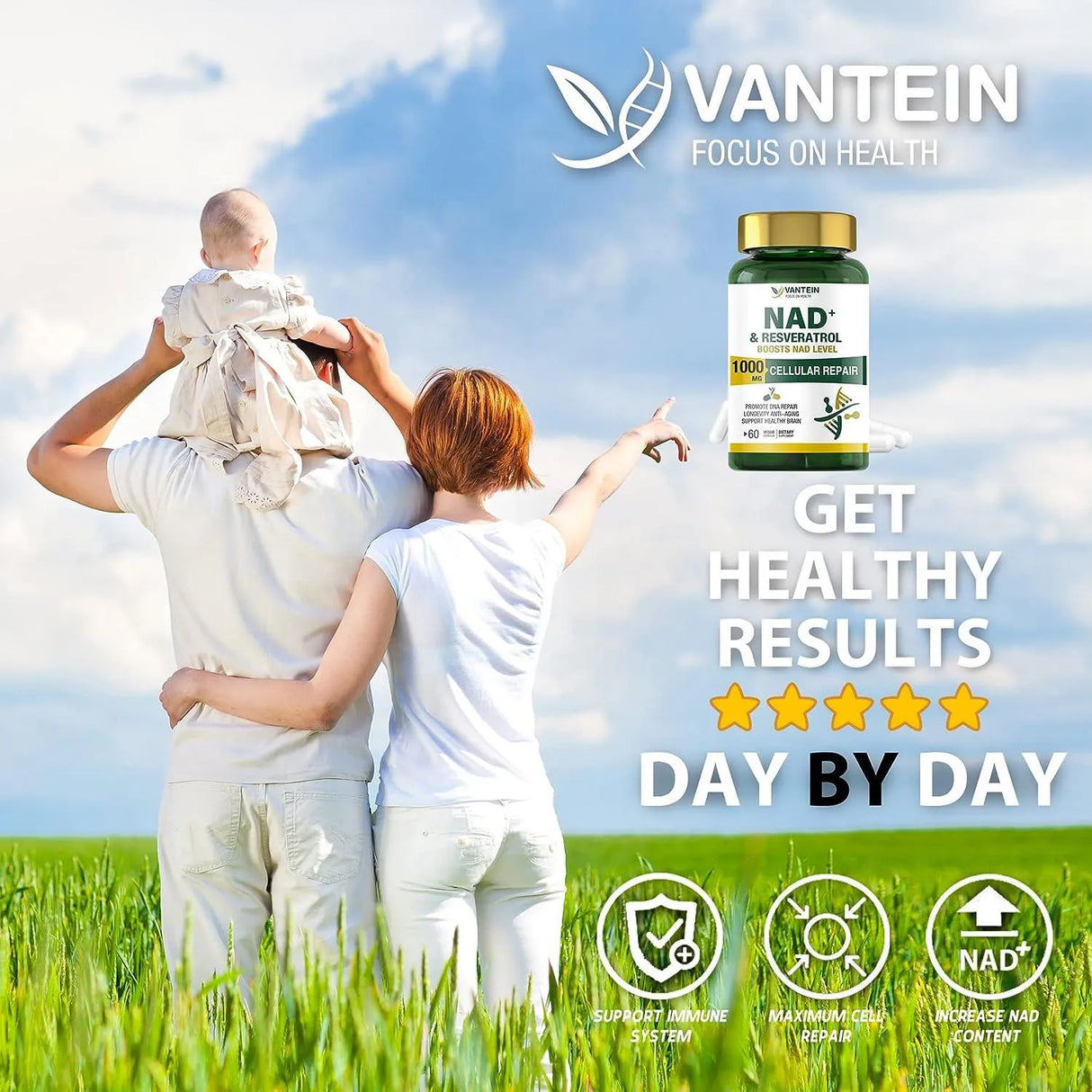 VANTEIN - Vantein NAD & Resveratrol Supplement 1000Mg. 60 Capsulas - The Red Vitamin MX - Suplementos Alimenticios - {{ shop.shopifyCountryName }}