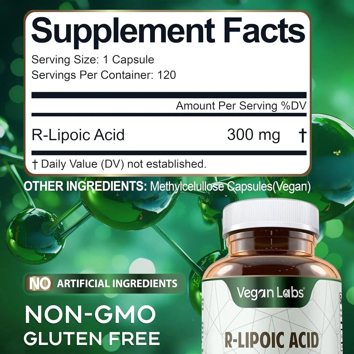 VEGAN LABS - Vegan Labs R-Lipoic Acid 300Mg. 120 Capsulas - The Red Vitamin MX - Suplementos Alimenticios - {{ shop.shopifyCountryName }}