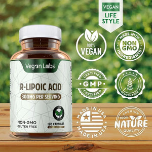 VEGAN LABS - Vegan Labs R-Lipoic Acid 300Mg. 120 Capsulas - The Red Vitamin MX - Suplementos Alimenticios - {{ shop.shopifyCountryName }}