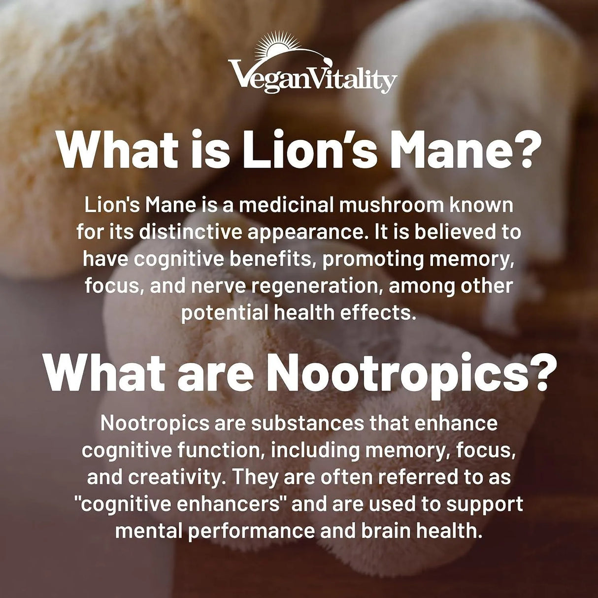 VEGAN VITALITY - Vegan Vitality Lions Mane Mushroom Supplement 120 Capsulas - The Red Vitamin MX - Suplementos Alimenticios - {{ shop.shopifyCountryName }}